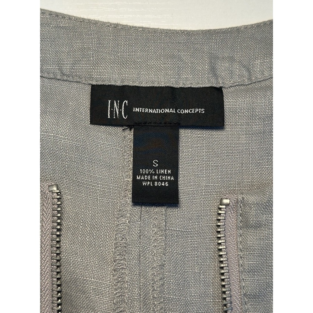 INC International Concepts Linen Blazer Women's Size Small Ruffles 90's Zip Up - Picture 6 of 10